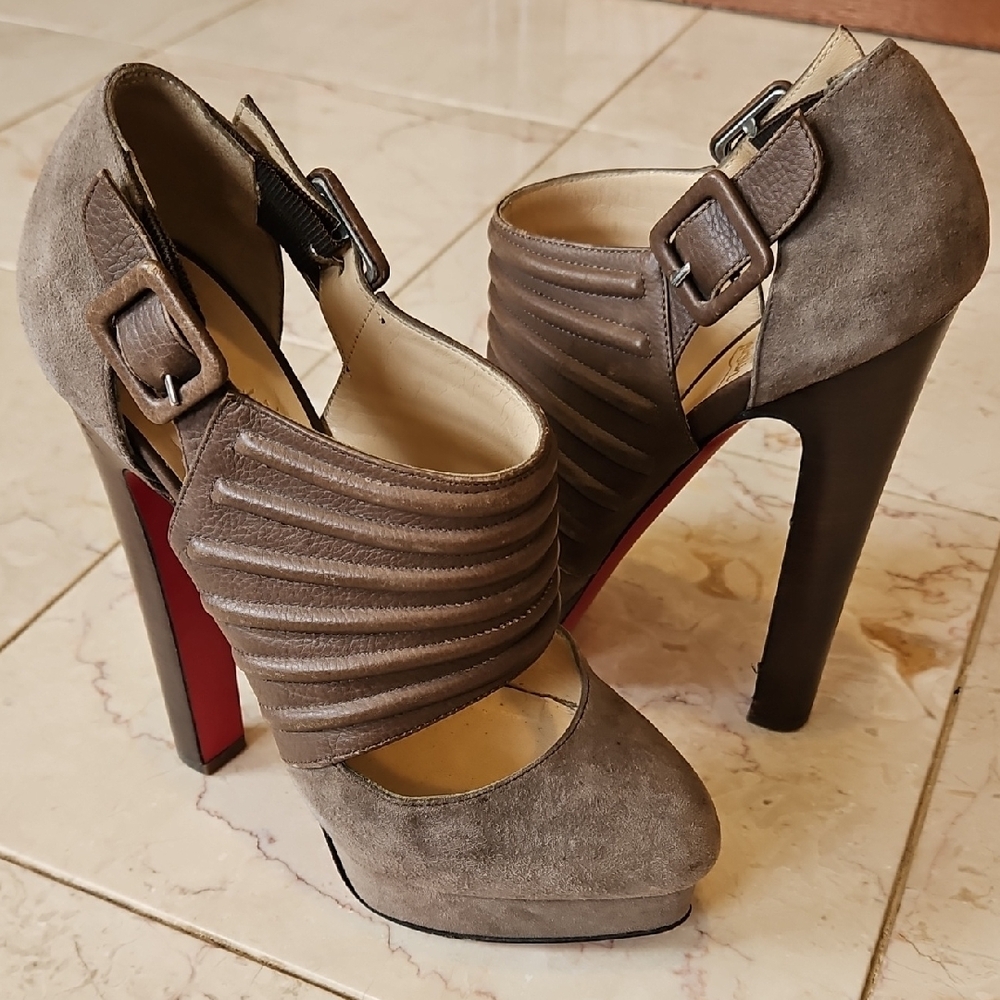 Christian Louboutin Suede Leather Platform Heels [Size 37.5]